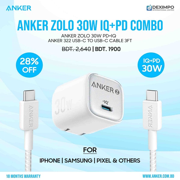 Anker Zolo 30W PD+IQ Charger Combo